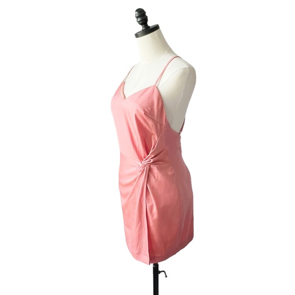NBD Revolve Venice Blvd Satin Side Twist Mini Dress in Sorbet Pink | XS NWT - Picture 3 of 10